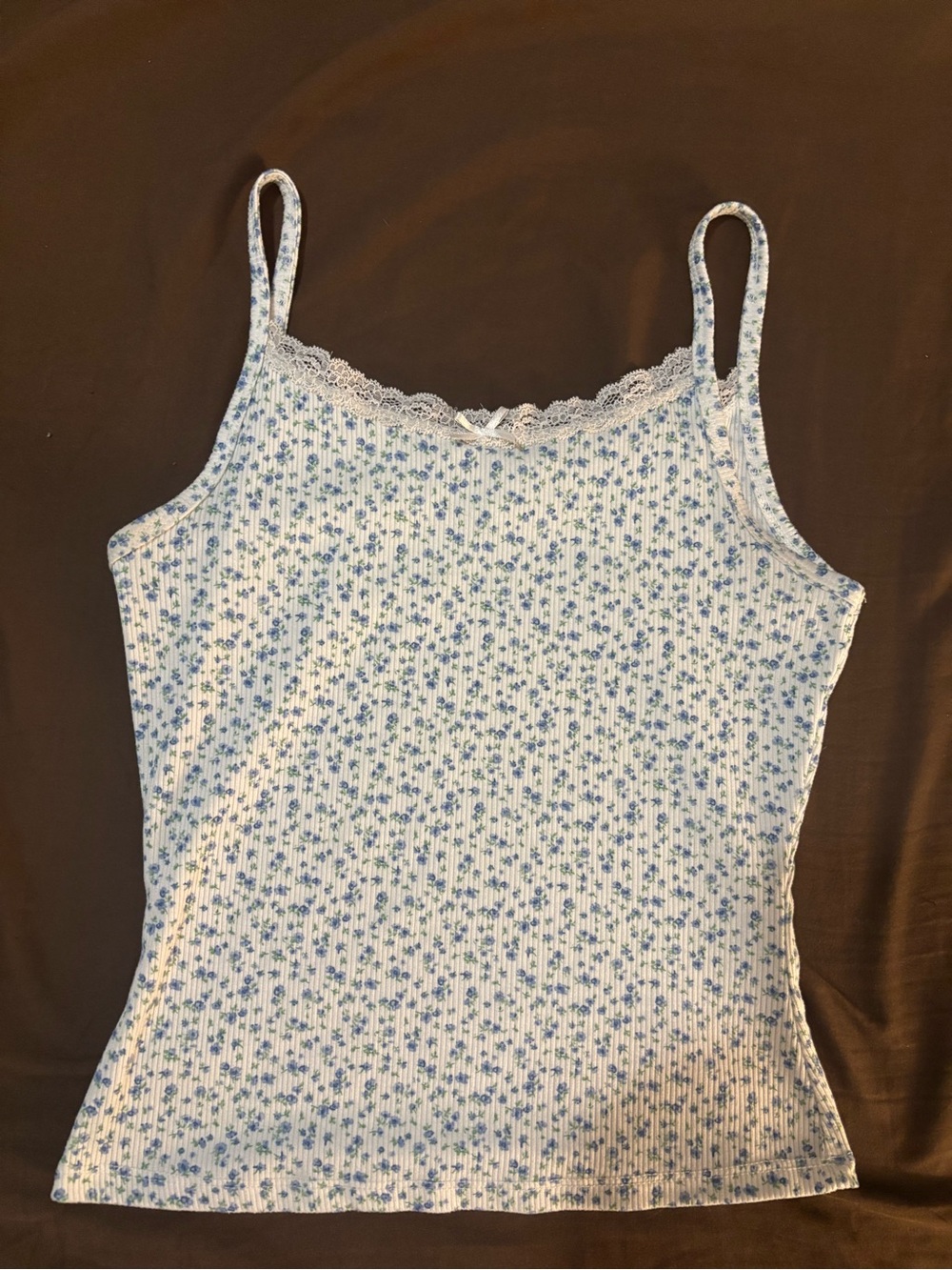 Women’s White Floral Lace-Trim Cami Tank Top